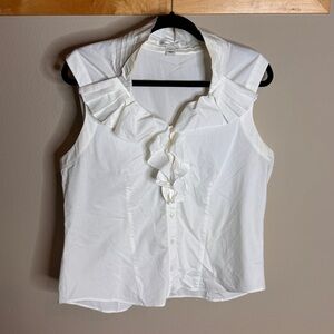 Vintage 90s Kenneth Cole Elegant White Ruffled Women's Top